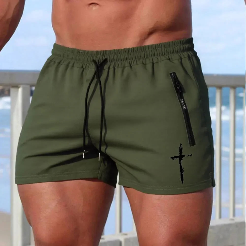 Men's Cross Print Gym Shorts