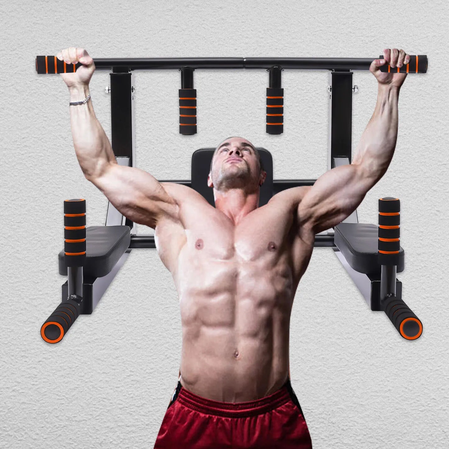 Pull Up Bar, Home Wall-Mount Dip Stand, 400lbs Capacity