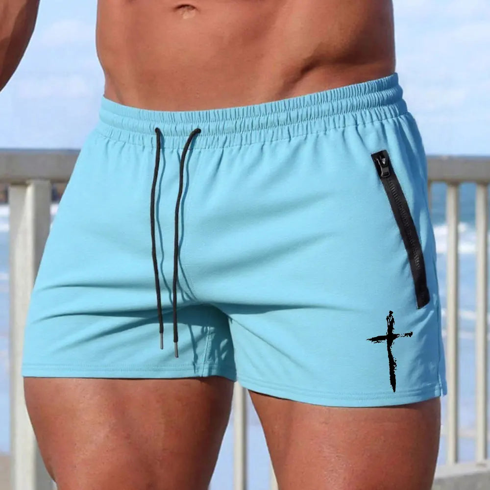 Men's Cross Print Gym Shorts