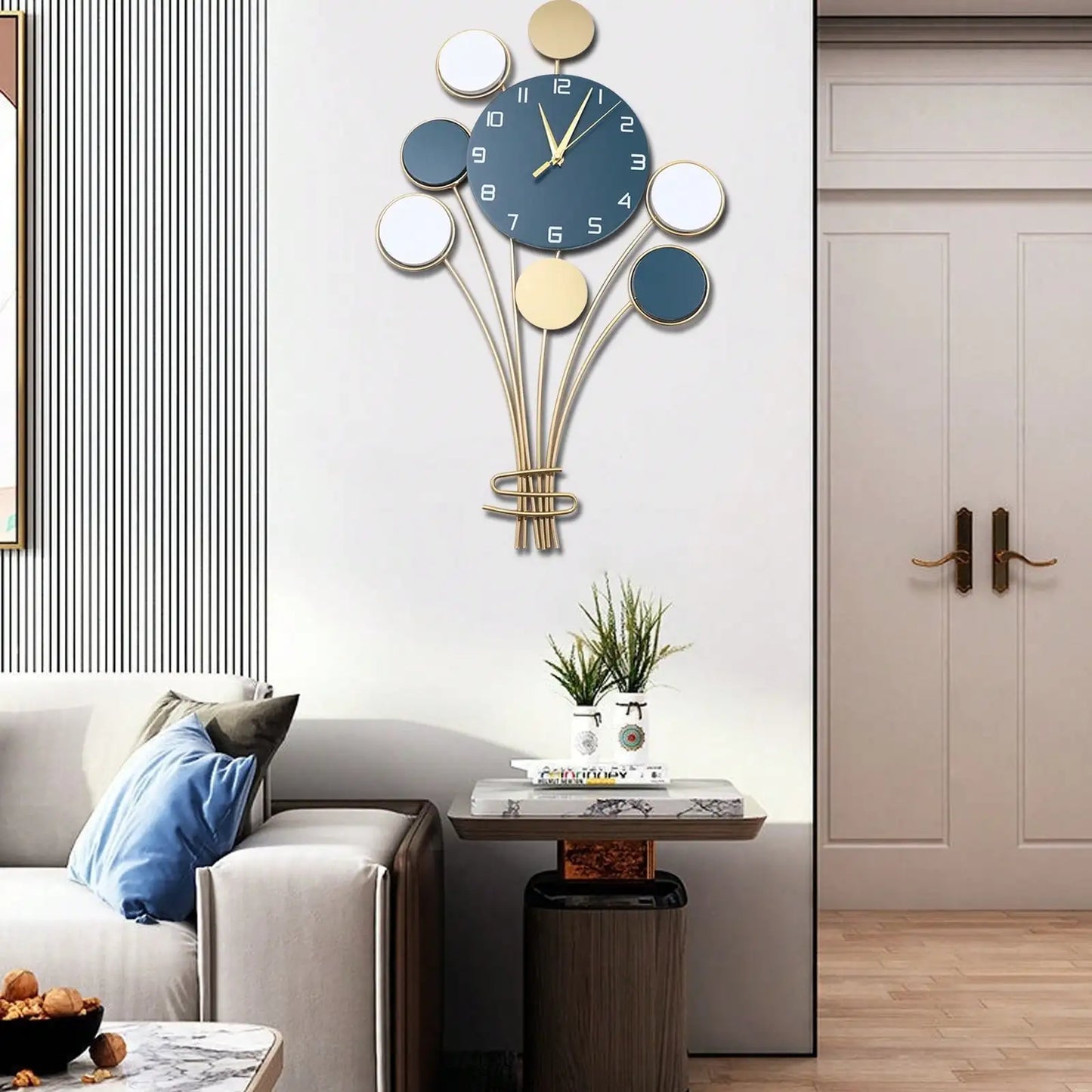Large Wall Clock, Battery Operated Silent, Hot Air Balloon Decor