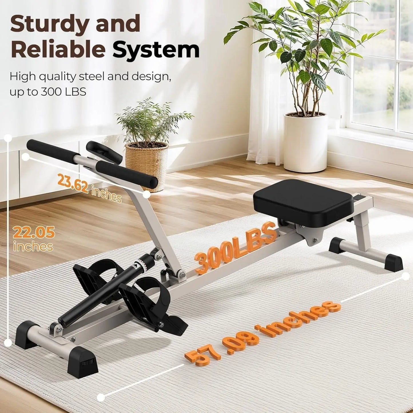Home Hydraulic Rowing Machine, Compact, Adjustable, 12 Resistance Levels