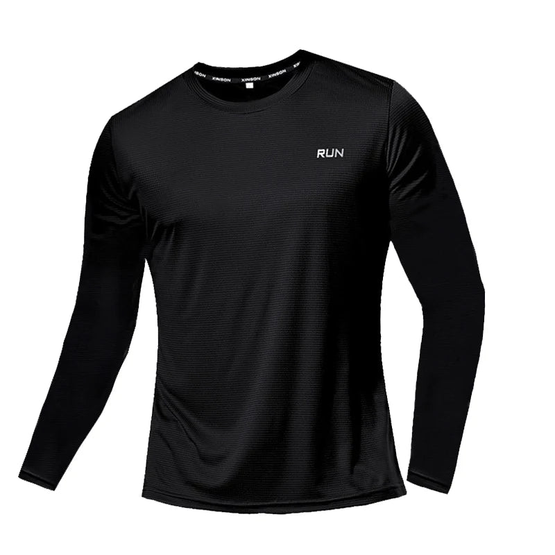 Ice Silk Long Sleeve T-Shirt Men Quick Dry Breathable
