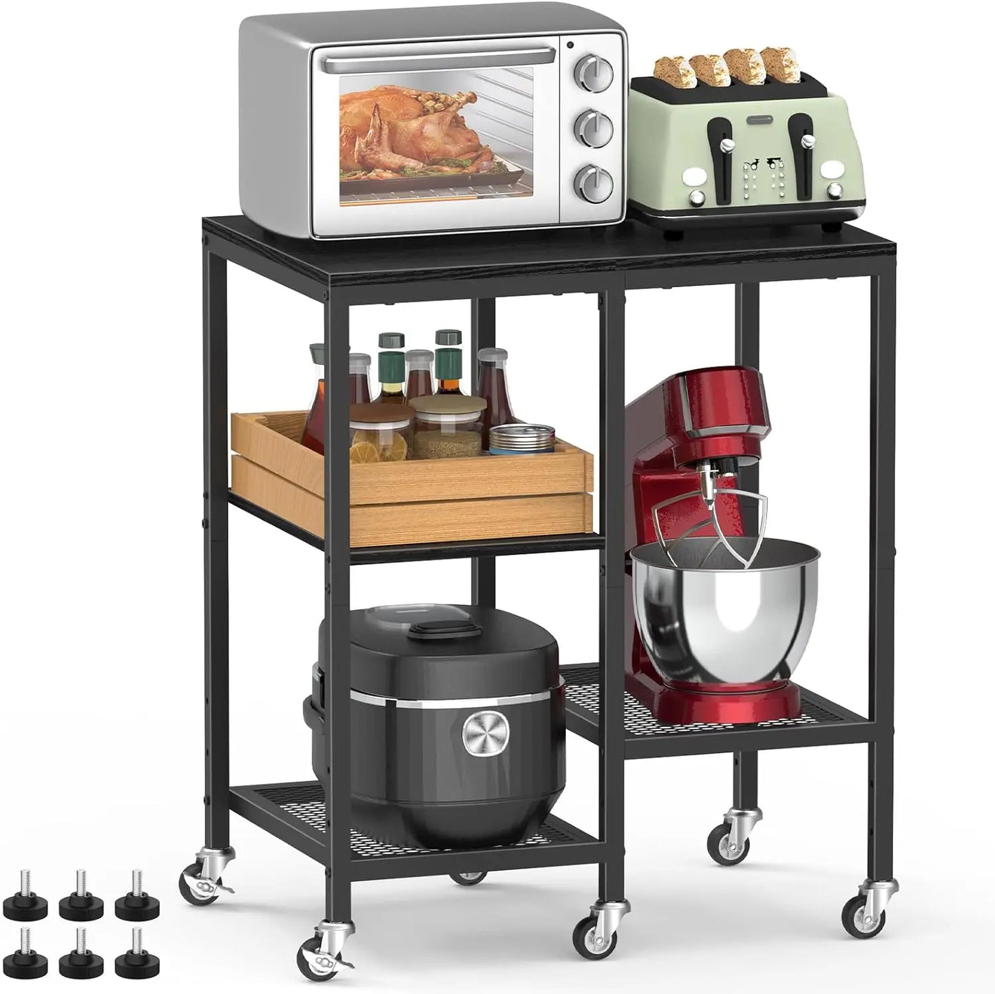 4-Tier Microwave Cart with Wheels