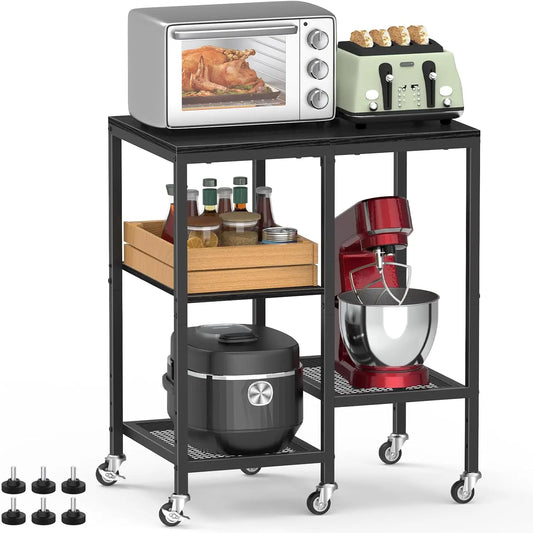 4-Tier Microwave Cart with Wheels