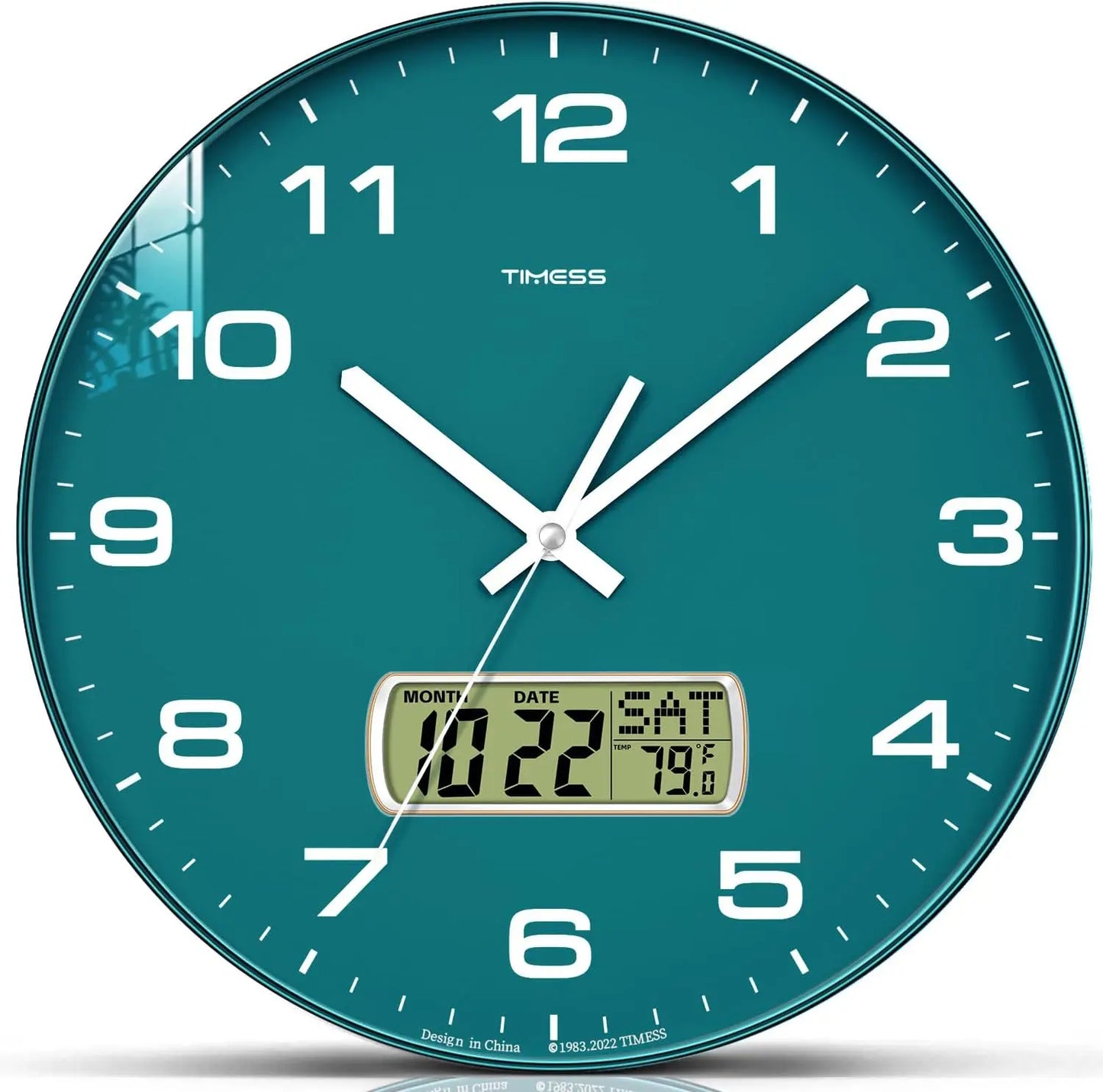 Calendar Wall Clock, with Fahrenheit Temperature Display