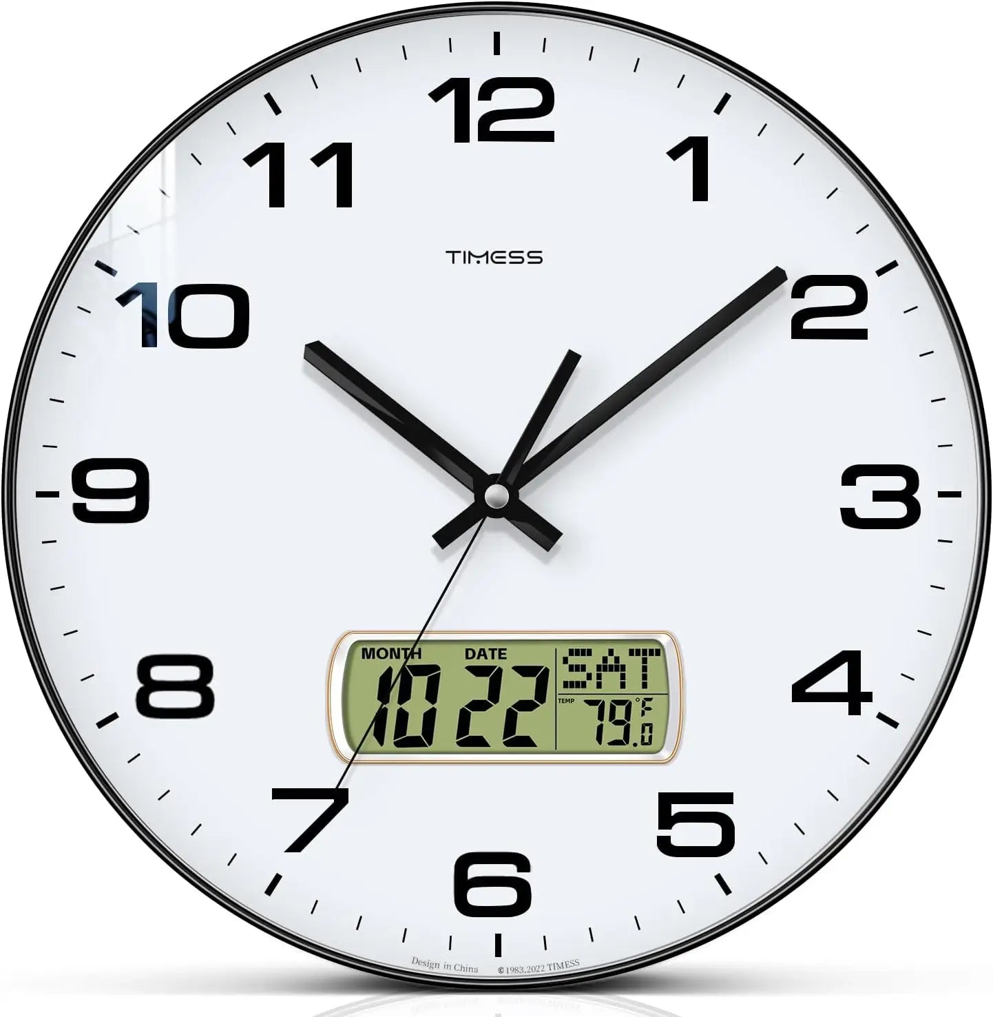 Calendar Wall Clock, with Fahrenheit Temperature Display