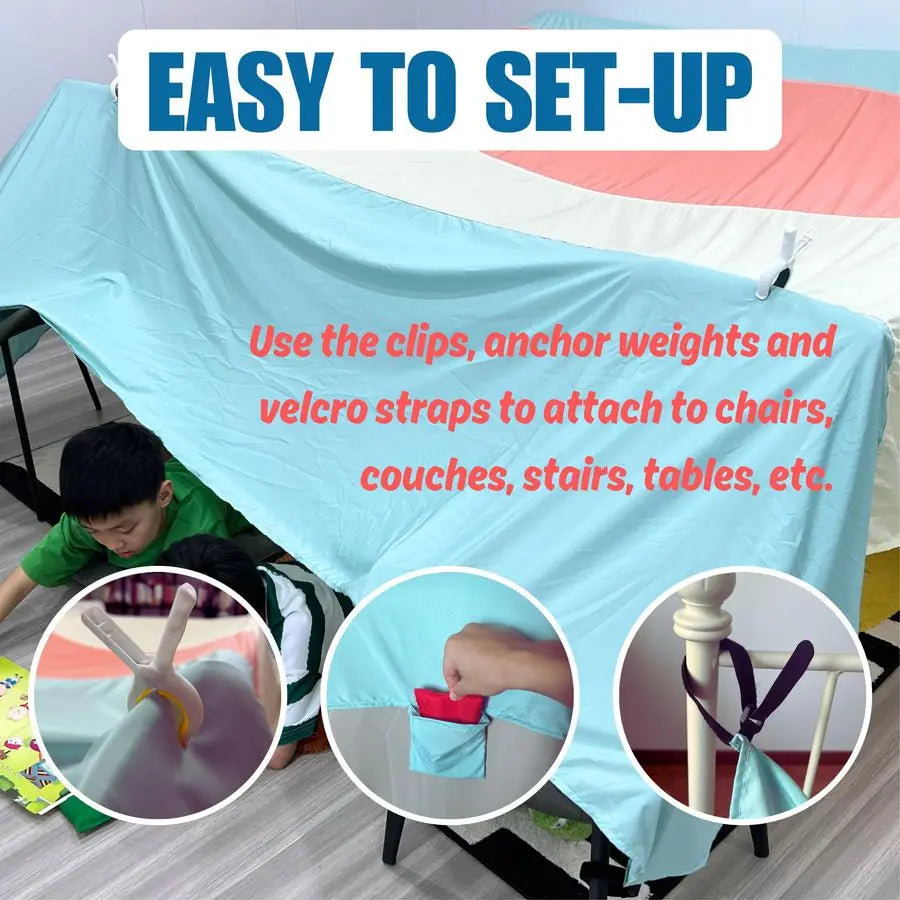 Fort Building Kit for Kids with Large Blanket