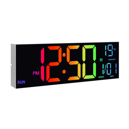 16" Large Digital Wall Clock, Big LED Display with Remote, Alarm, DST