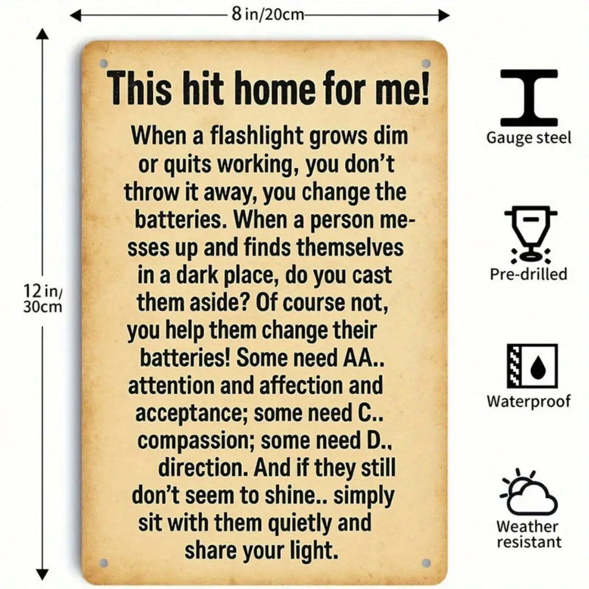 1PC Tin Sign Vintage - Motivational Quote, 8x12 Inches