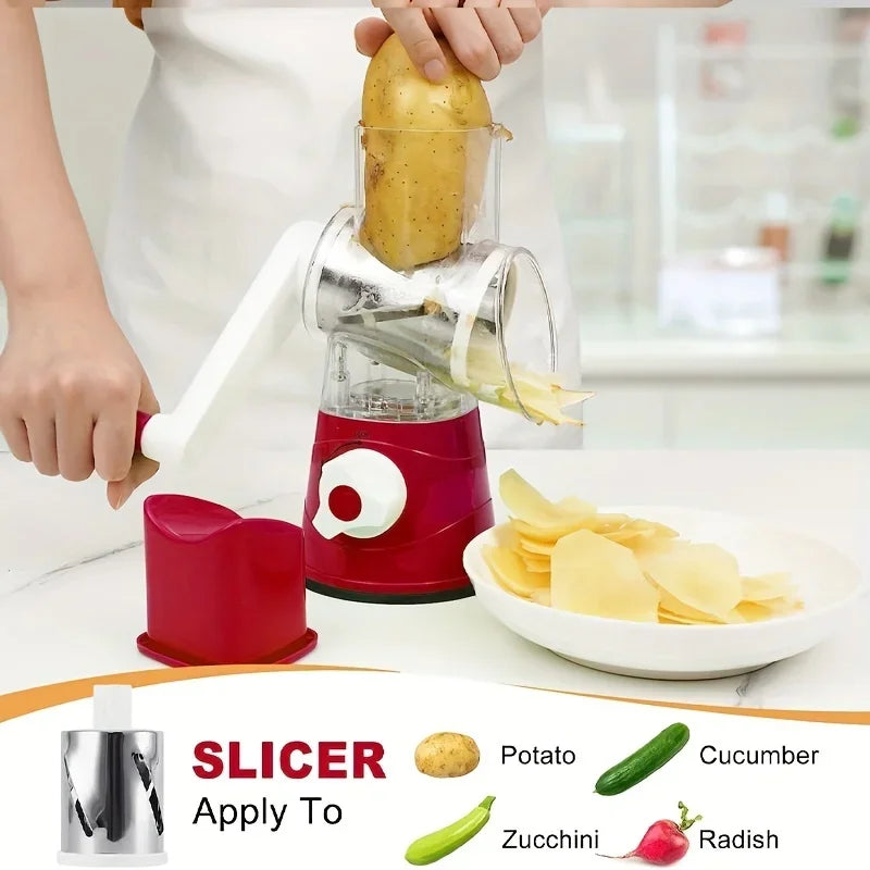 Manual Vegetable Cutter & Slicer Machine With 3 Sharp Drums