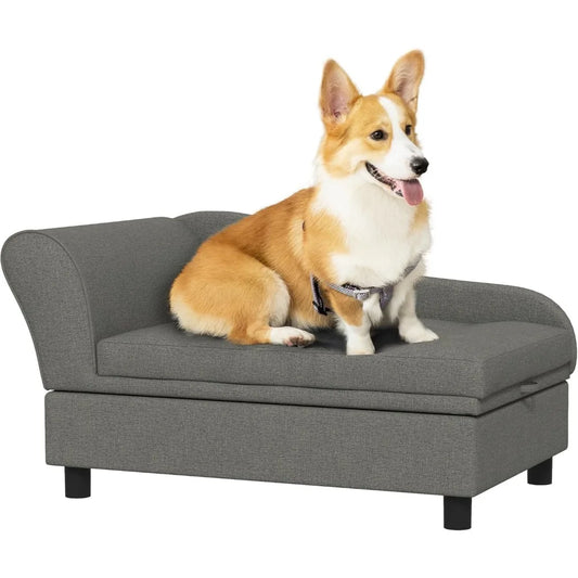 Elevated Dog Couch for Small Dogs, w/ Hidden Storage