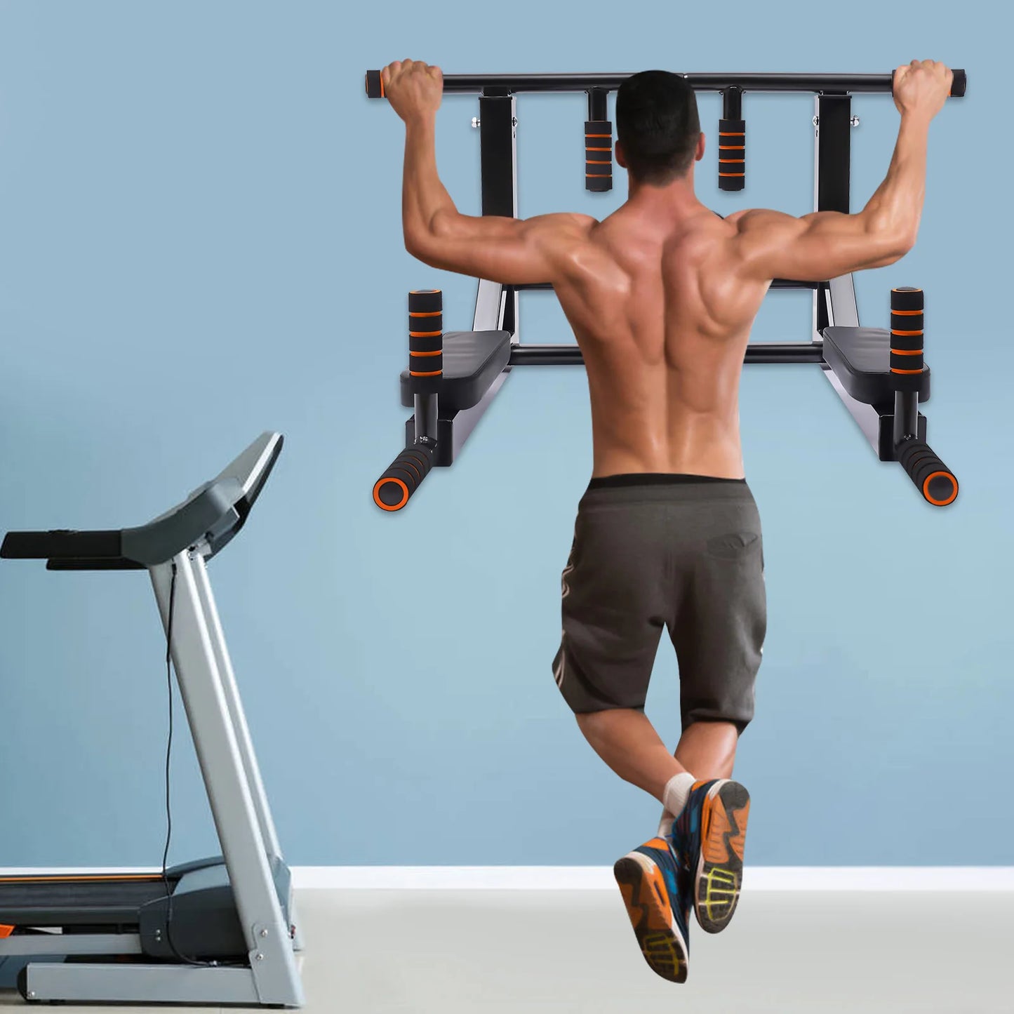 Wall-Mounted Dip Station 440lbs Capacity, Space-Saving