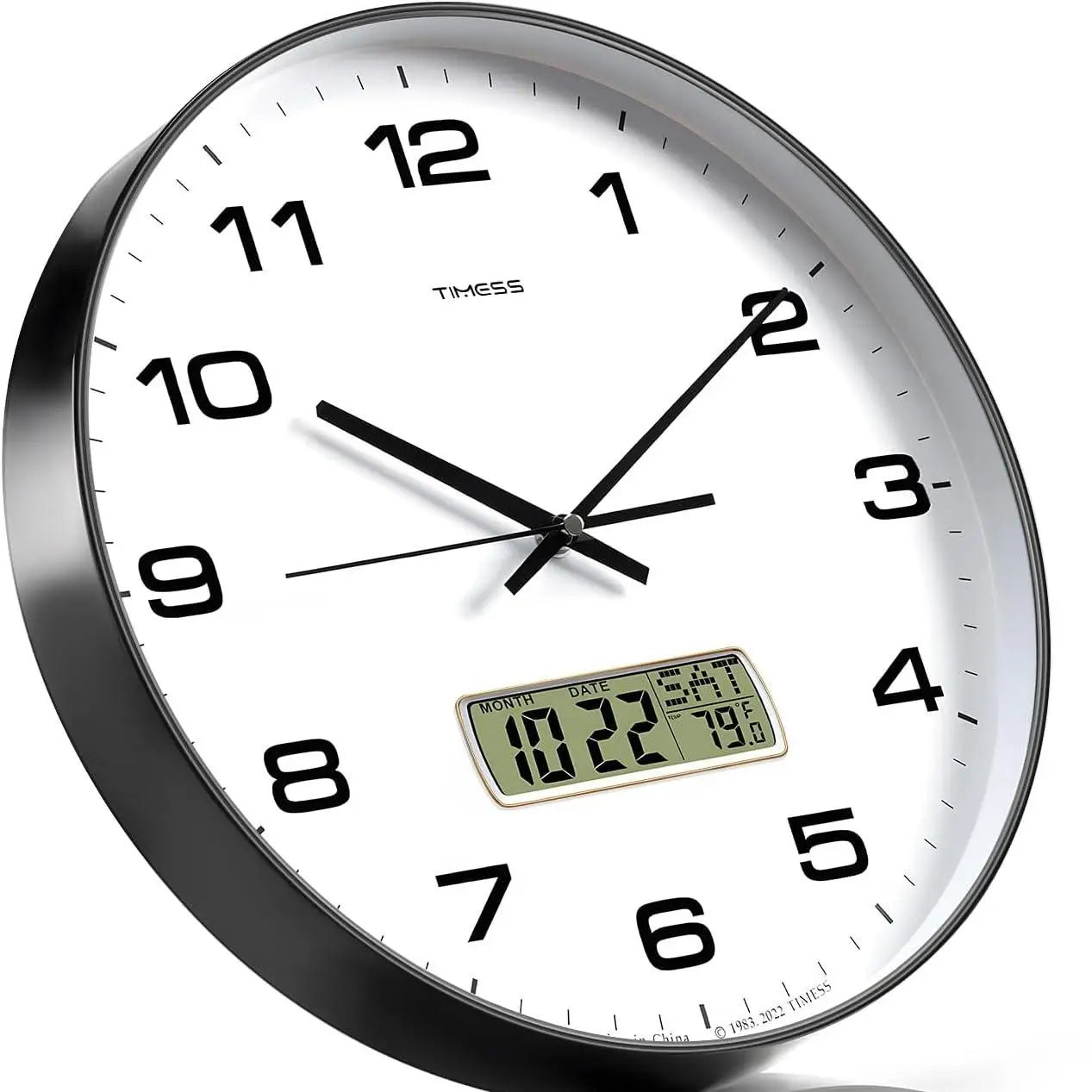 Calendar Wall Clock, with Fahrenheit Temperature Display