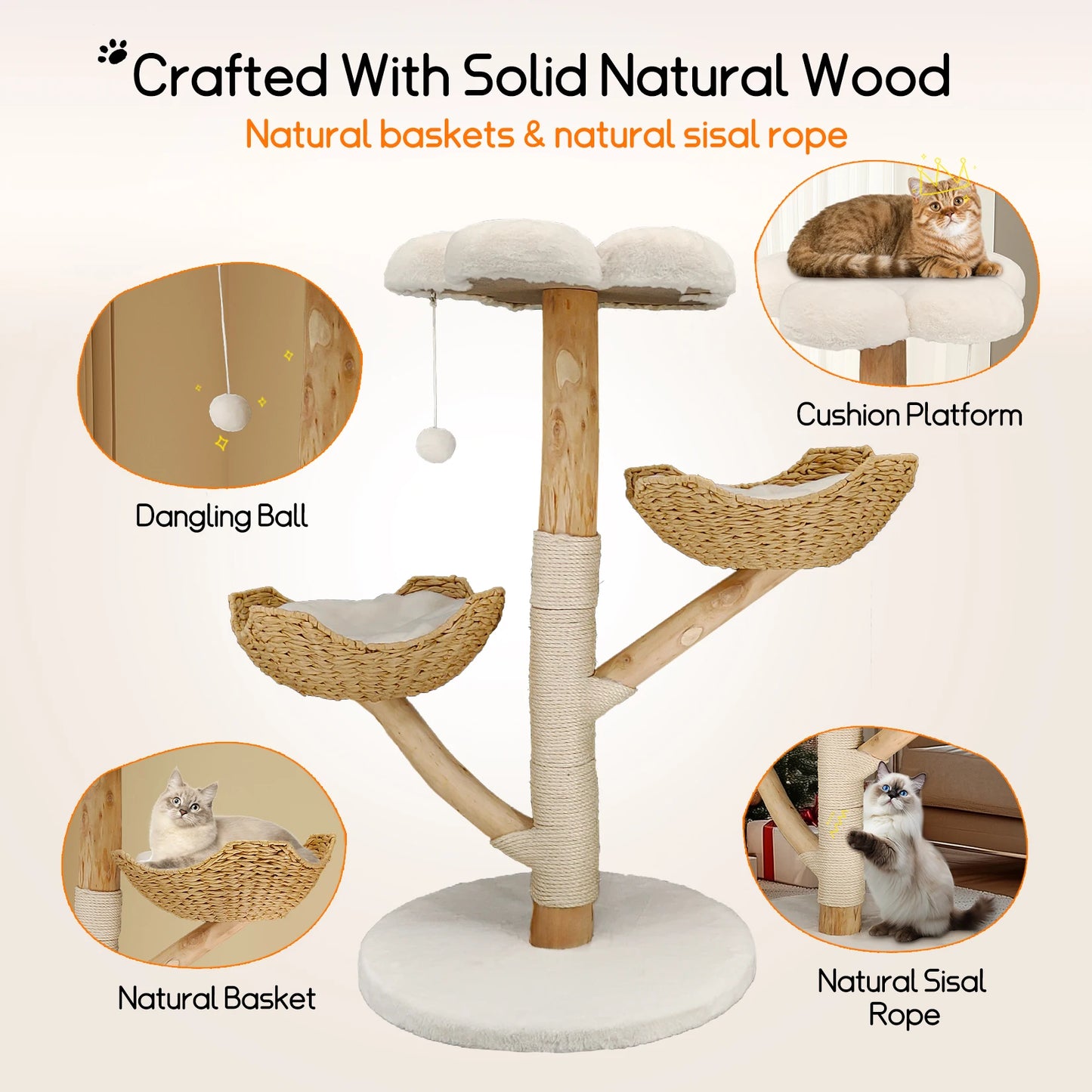 Cat Tree Tower Condo, Scratch Post for Play