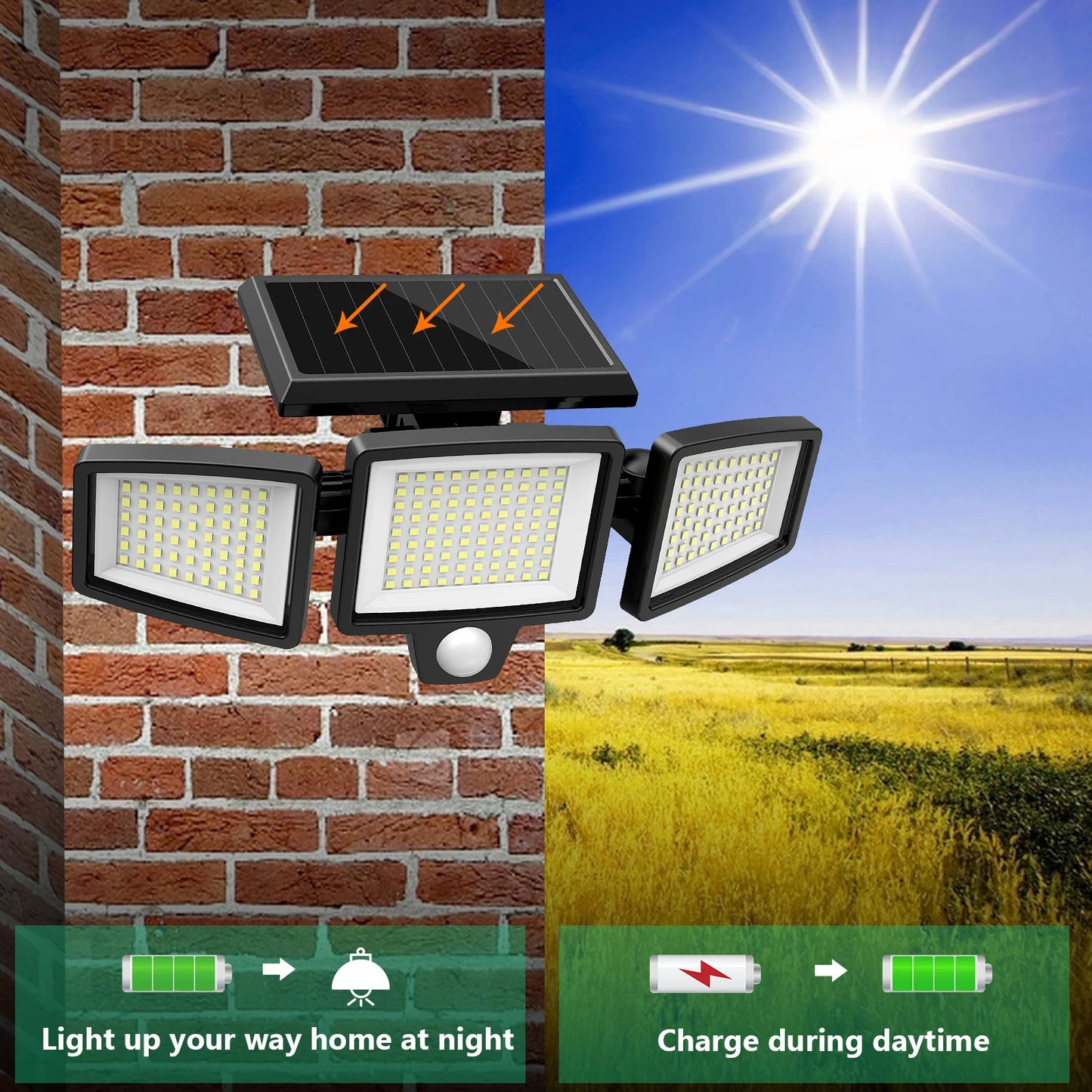 Solar Outdoor Light 2500LM 210 LED with Remote Control