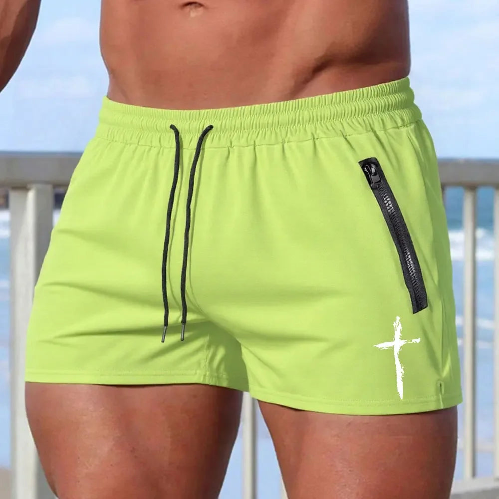 Men's Cross Print Gym Shorts