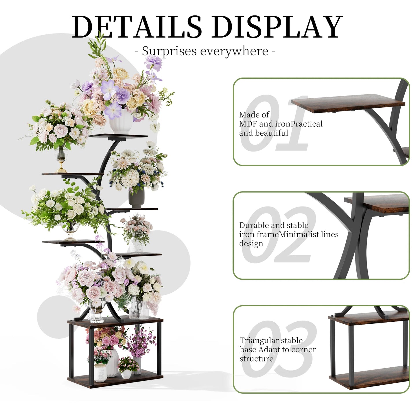 Multilayered Plant Stand Industrial Style, Tree-Shaped