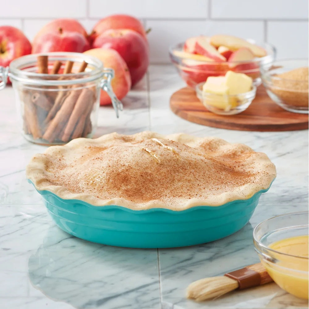 Ceramic Deep Pie Dish 9.5 Inch Fluted Edge