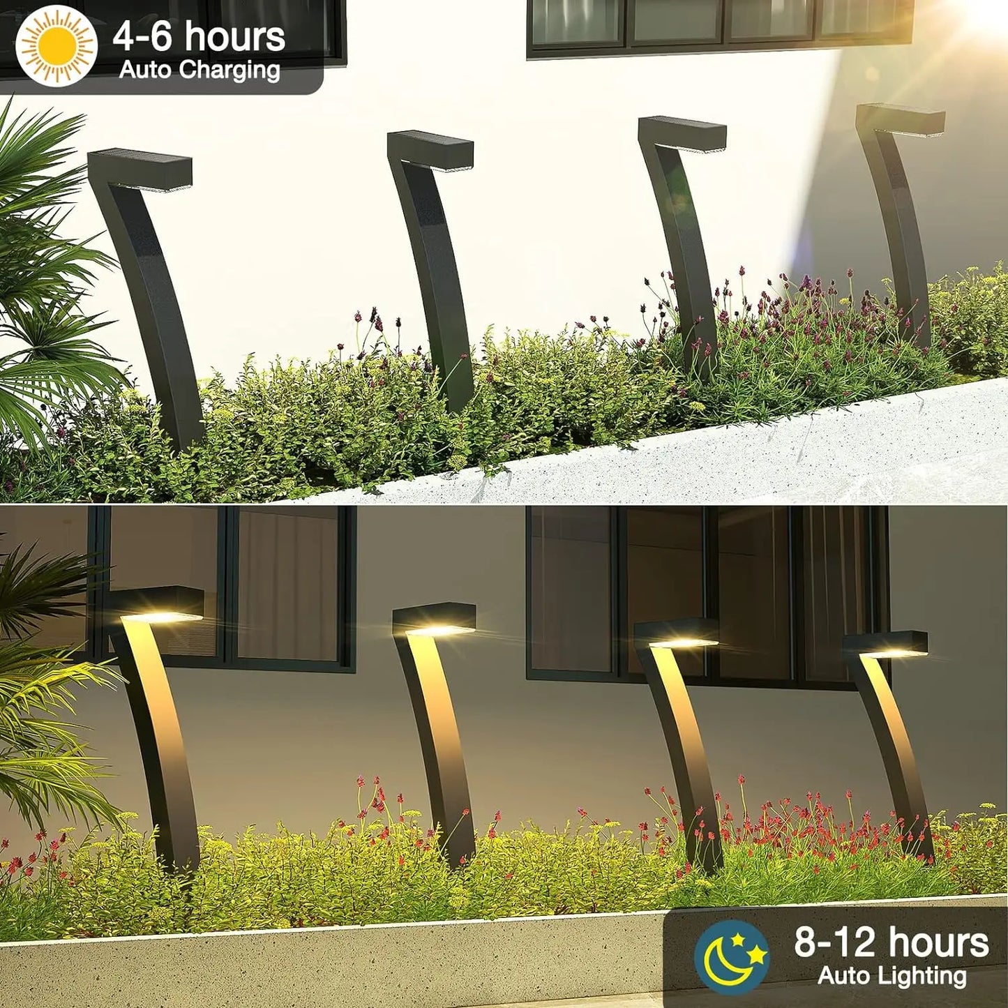 6Pack Bright Solar Outdoor Lights-Auto On/Off