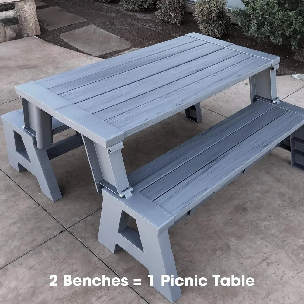 2-in-1 Outdoor Convertible Bench to Picnic Table