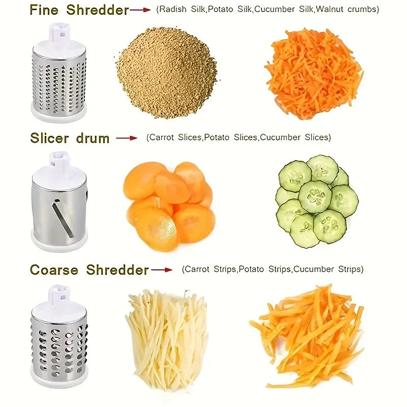 Manual Vegetable Cutter & Slicer Machine With 3 Sharp Drums