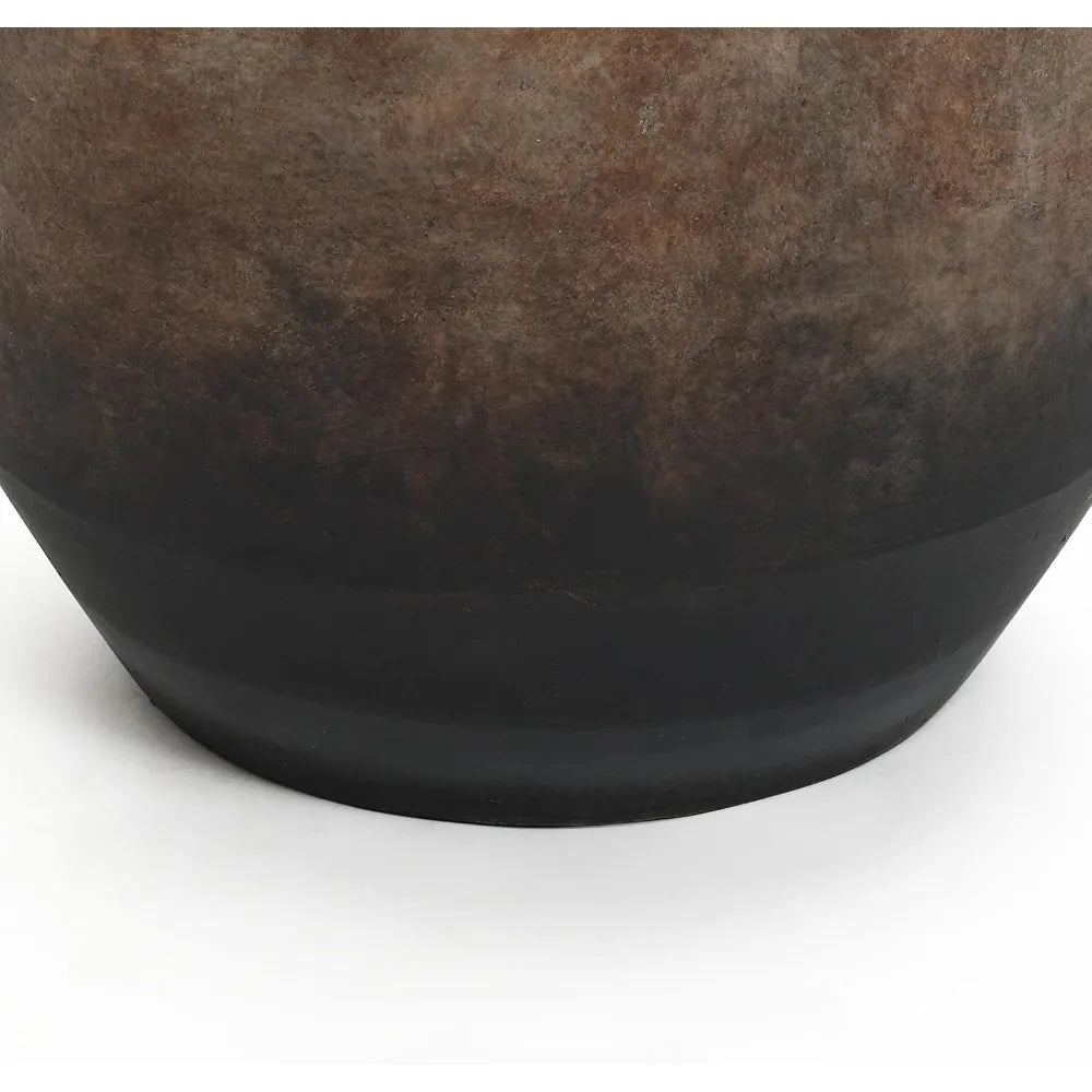 Round Ceramic Flower Vase 13 Inch Brown Terracotta