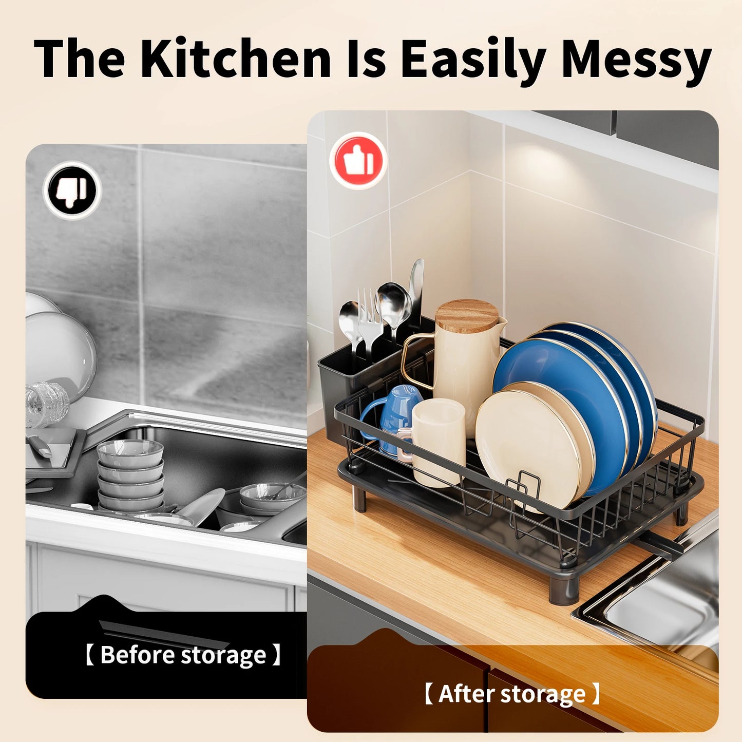 Dish Drying Rack, Space-Saving Storage Rack