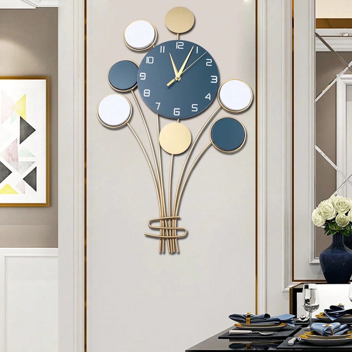 Large Wall Clock, Battery Operated Silent, Hot Air Balloon Decor