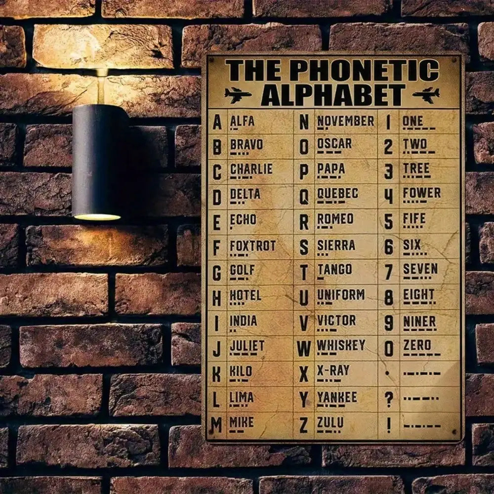 1PC Vintage Tin 'The Phonetic Alphabet' Sign