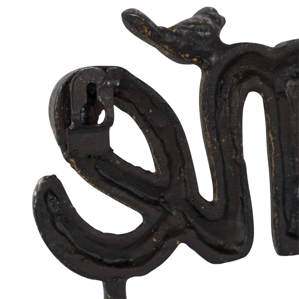 Indoor Black Metal Industrial Home Sign/ Coat Rack 12x11 Inches