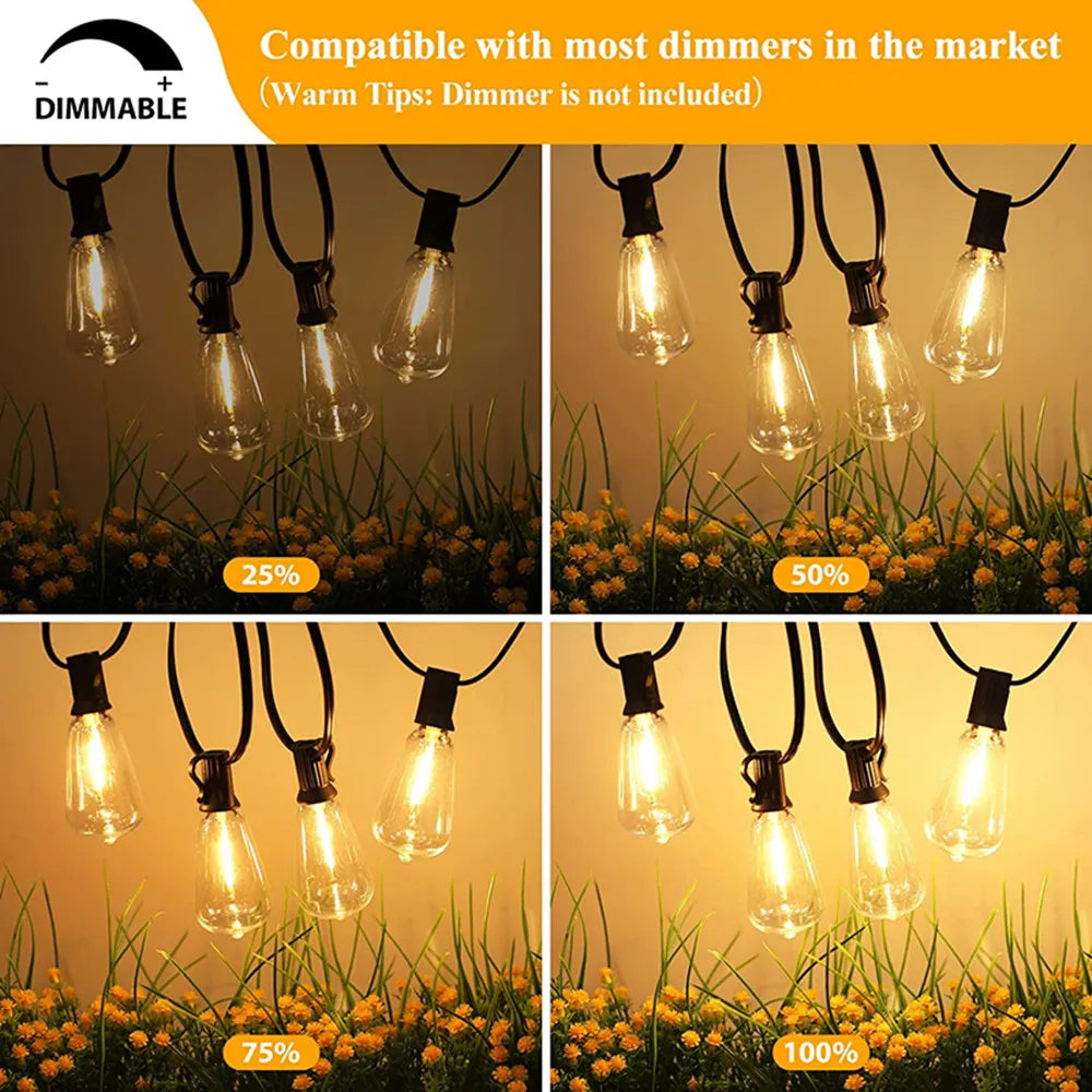 ST38 Globe Patio LED String Lights Shatterproof Waterproof
