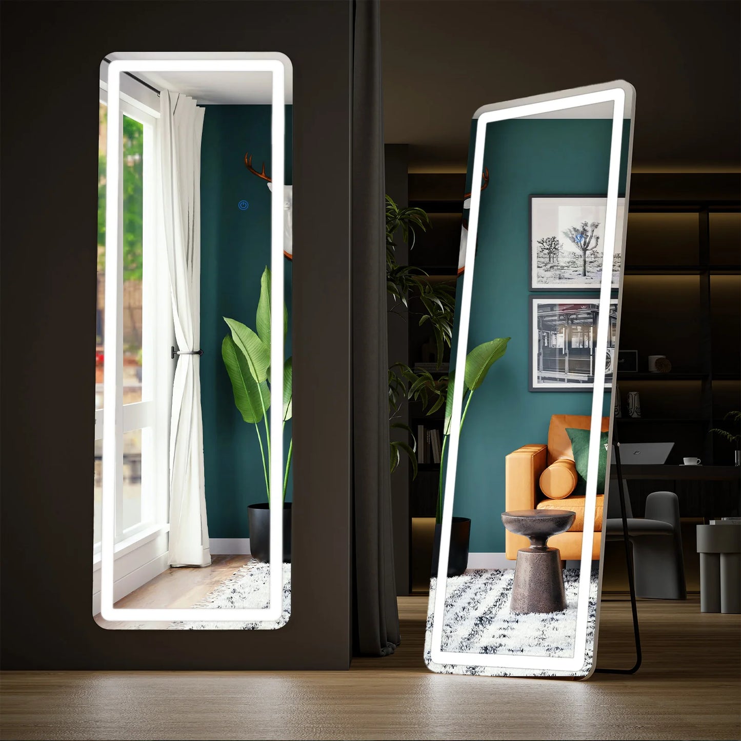 Led 64"x21" Full Length Mirror with Stand