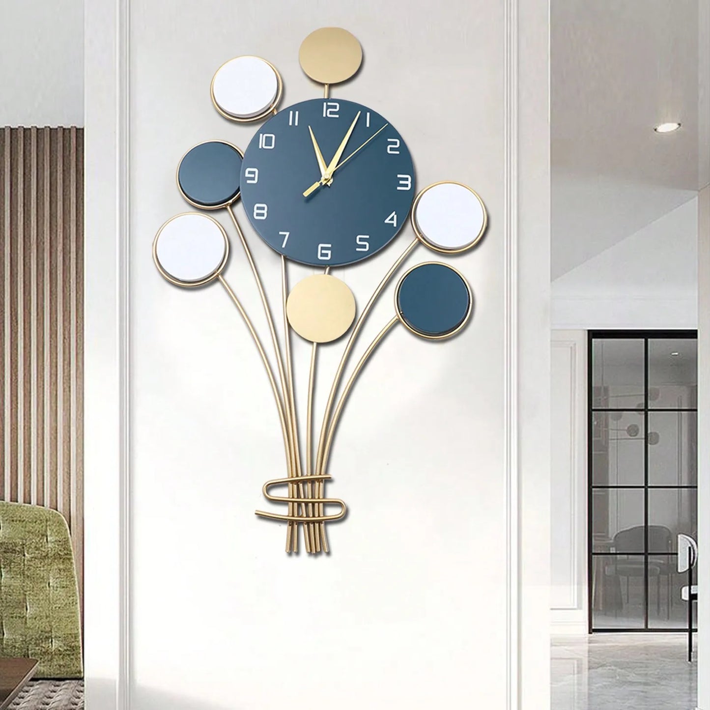 Large Wall Clock, Battery Operated Silent, Hot Air Balloon Decor