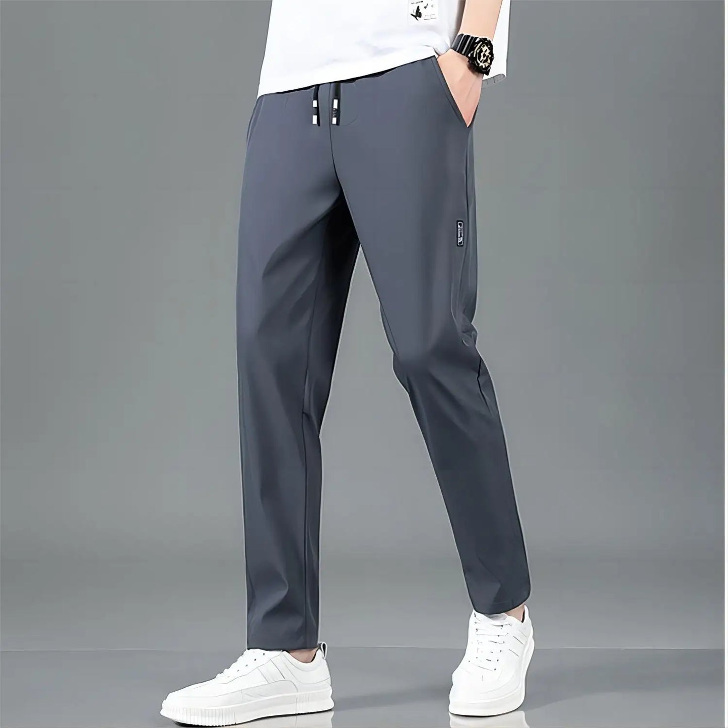 Men Sport Running Pants With Zipper Pockets