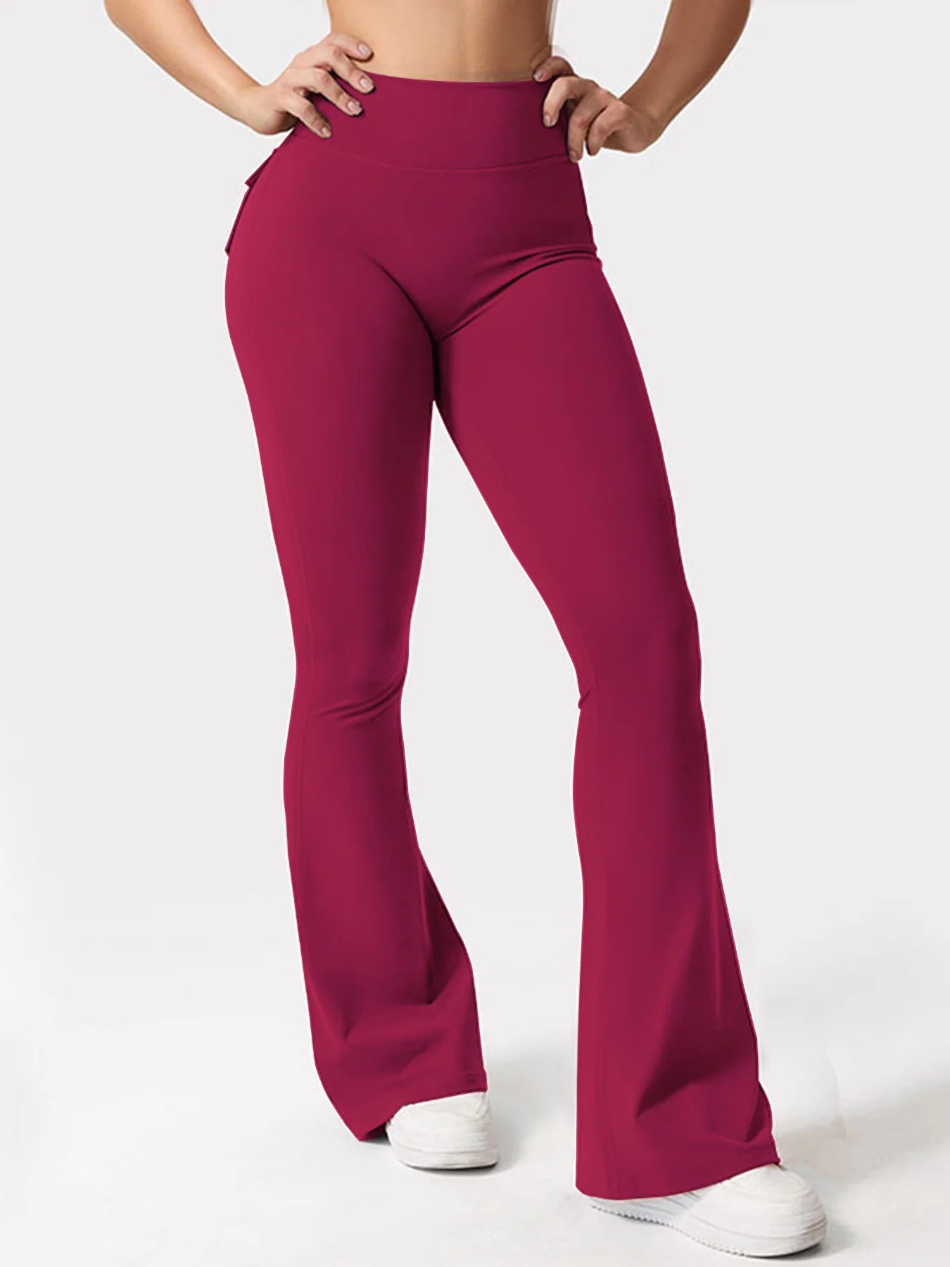 Women's Yoga Flare Trousers, High-Waisted Tummy-Control