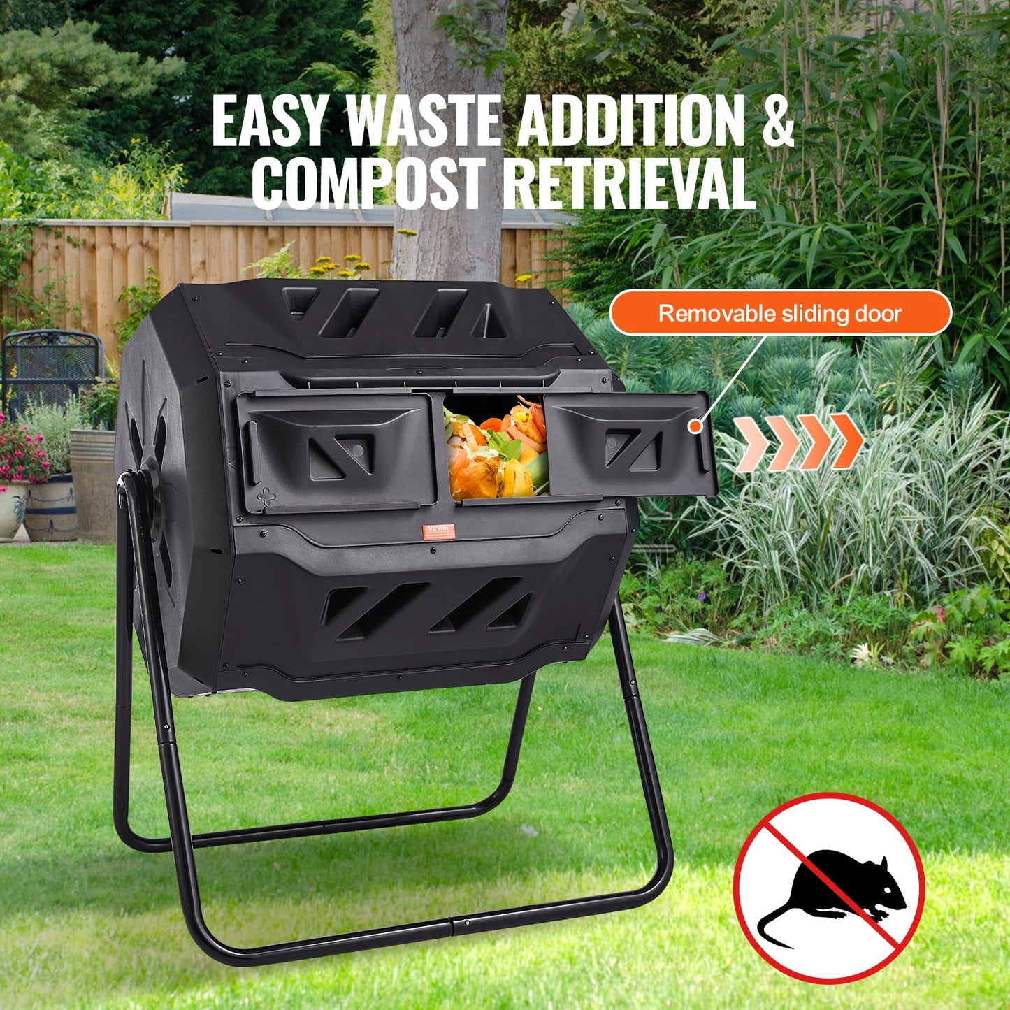 Compost Bin 18.5/37/43 Gal Dual Chamber Composting Tumbler
