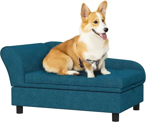 Elevated Dog Couch for Small Dogs, w/ Hidden Storage
