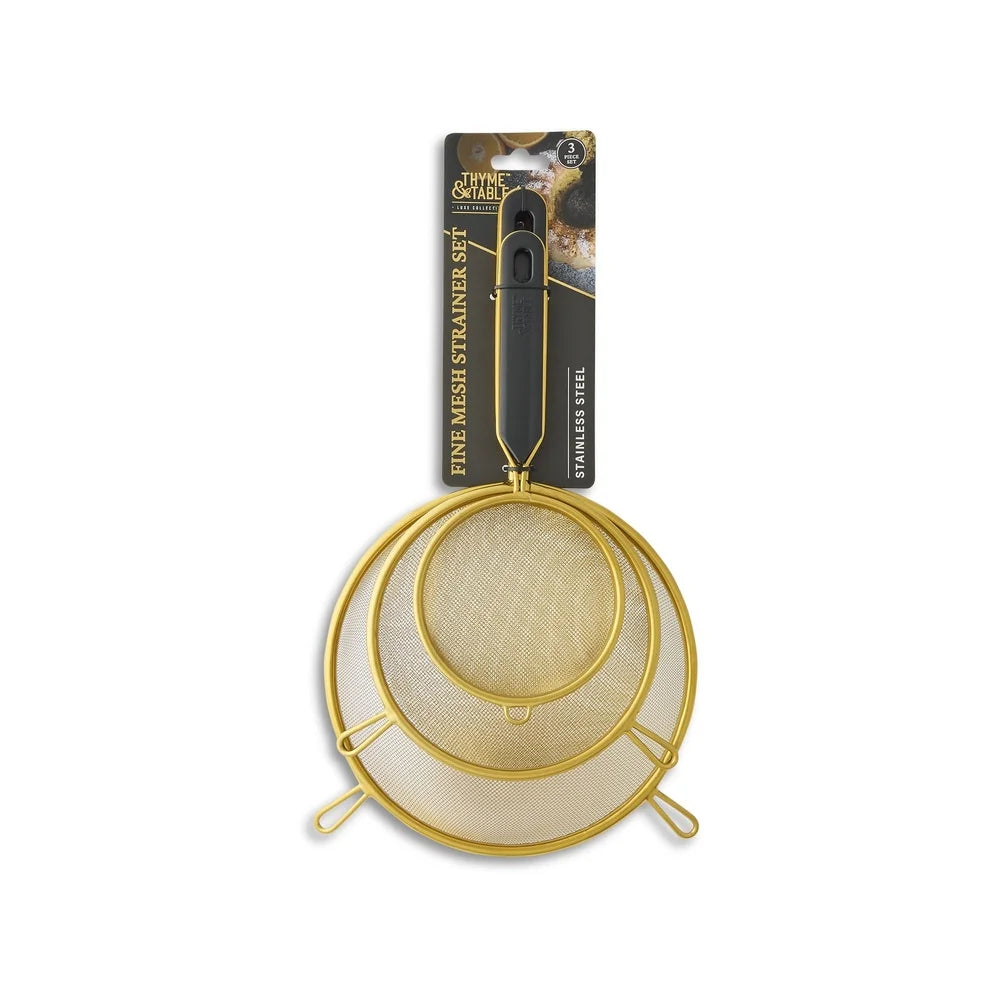 3 Piece Fine Mesh Strainer Set, Durable Kitchen Sifters