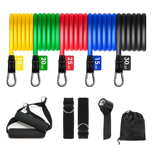 Elastic Rubber Resistance Bands, Weight Training, Fitness, 11Pcs
