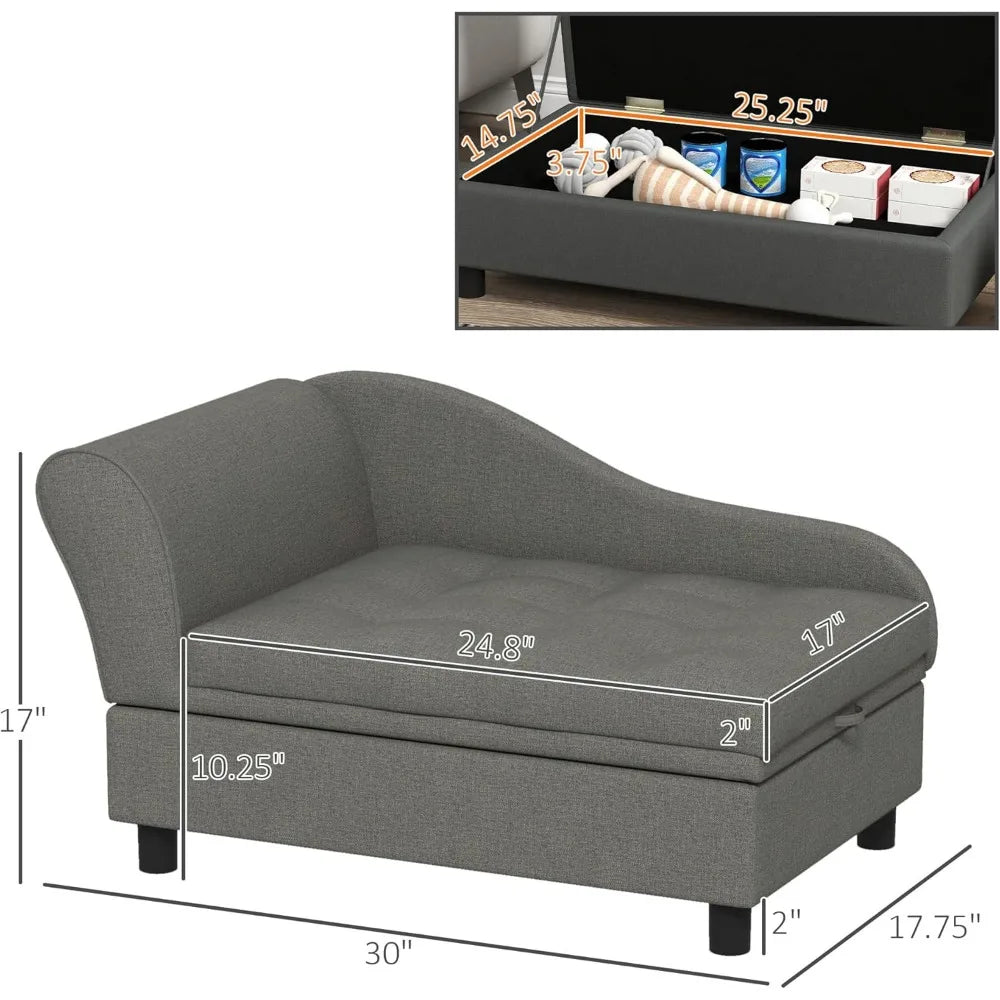 Elevated Dog Couch for Small Dogs, w/ Hidden Storage