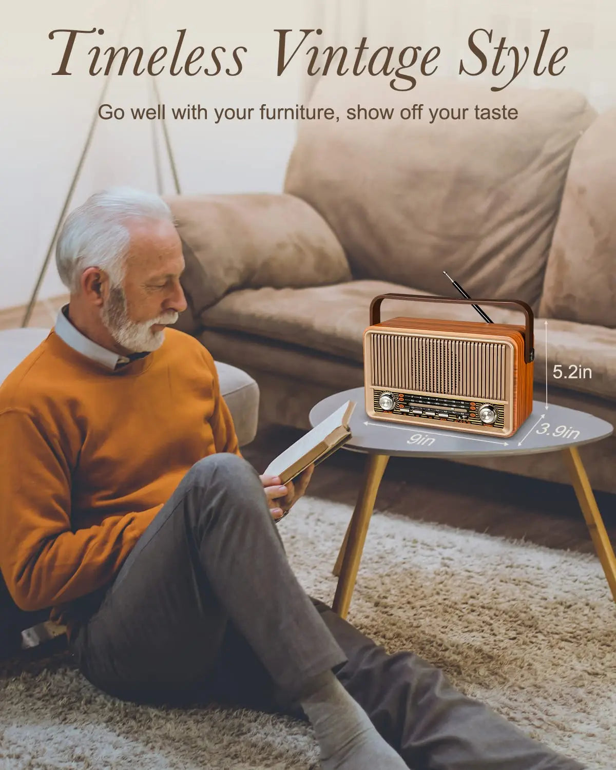 Retro Portable AM FM, Transistor Radio, Bluetooth Speaker