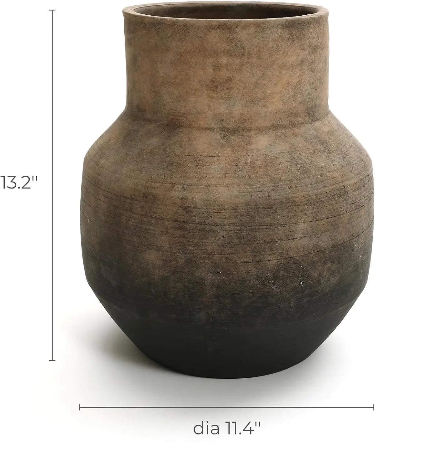 Round Ceramic Flower Vase 13 Inch Brown Terracotta