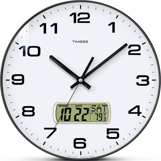 Calendar Wall Clock, with Fahrenheit Temperature Display