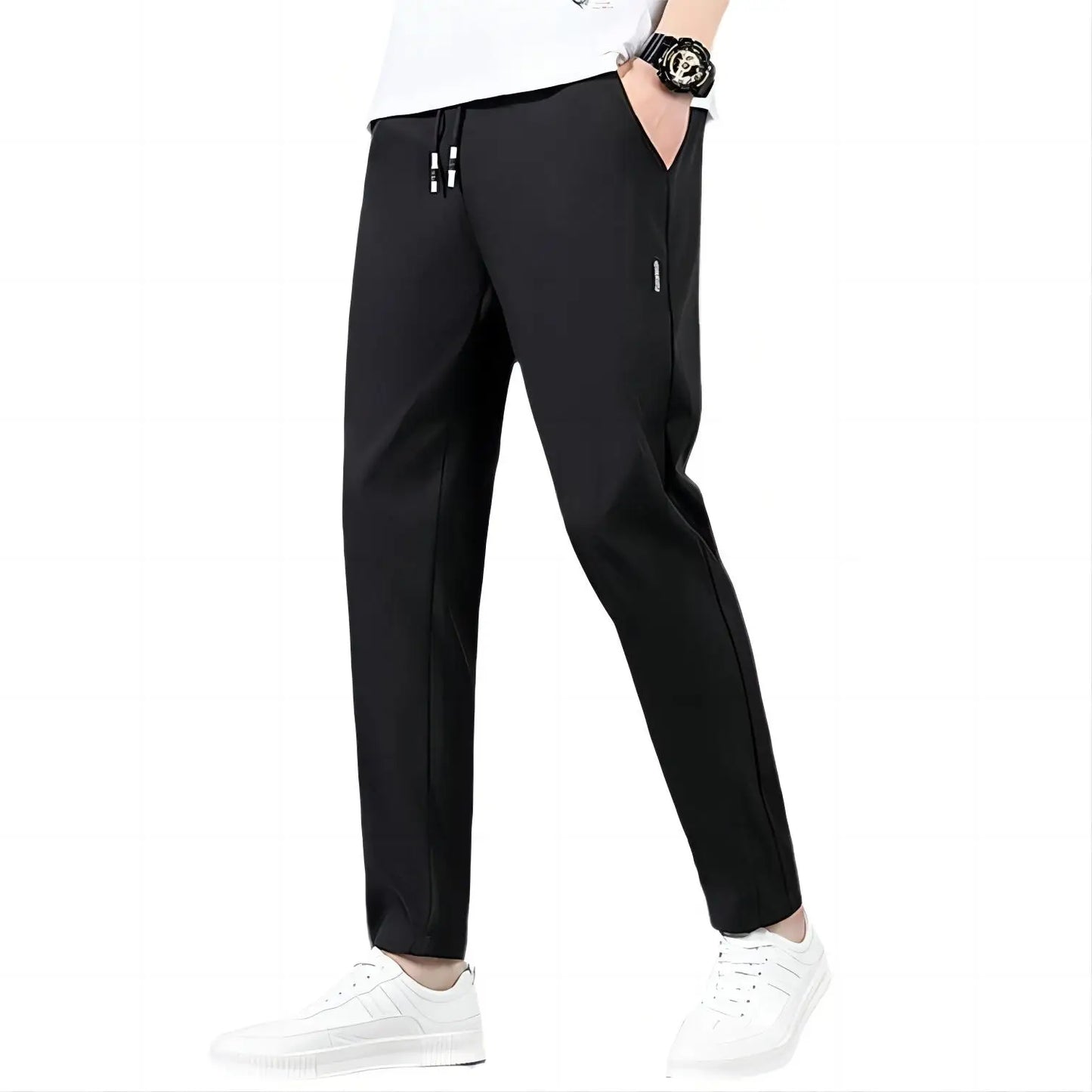 Men Sport Running Pants With Zipper Pockets
