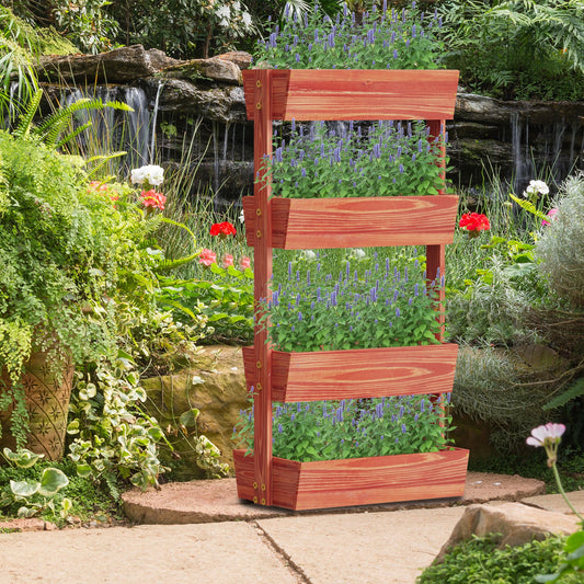 4-Tier Vertical Flower Pots Rack with Detachable Ladder