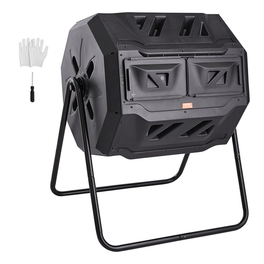 Compost Bin 18.5/37/43 Gal Dual Chamber Composting Tumbler
