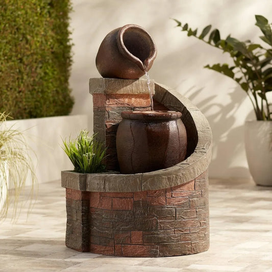 35 inch high fountain with LED lights