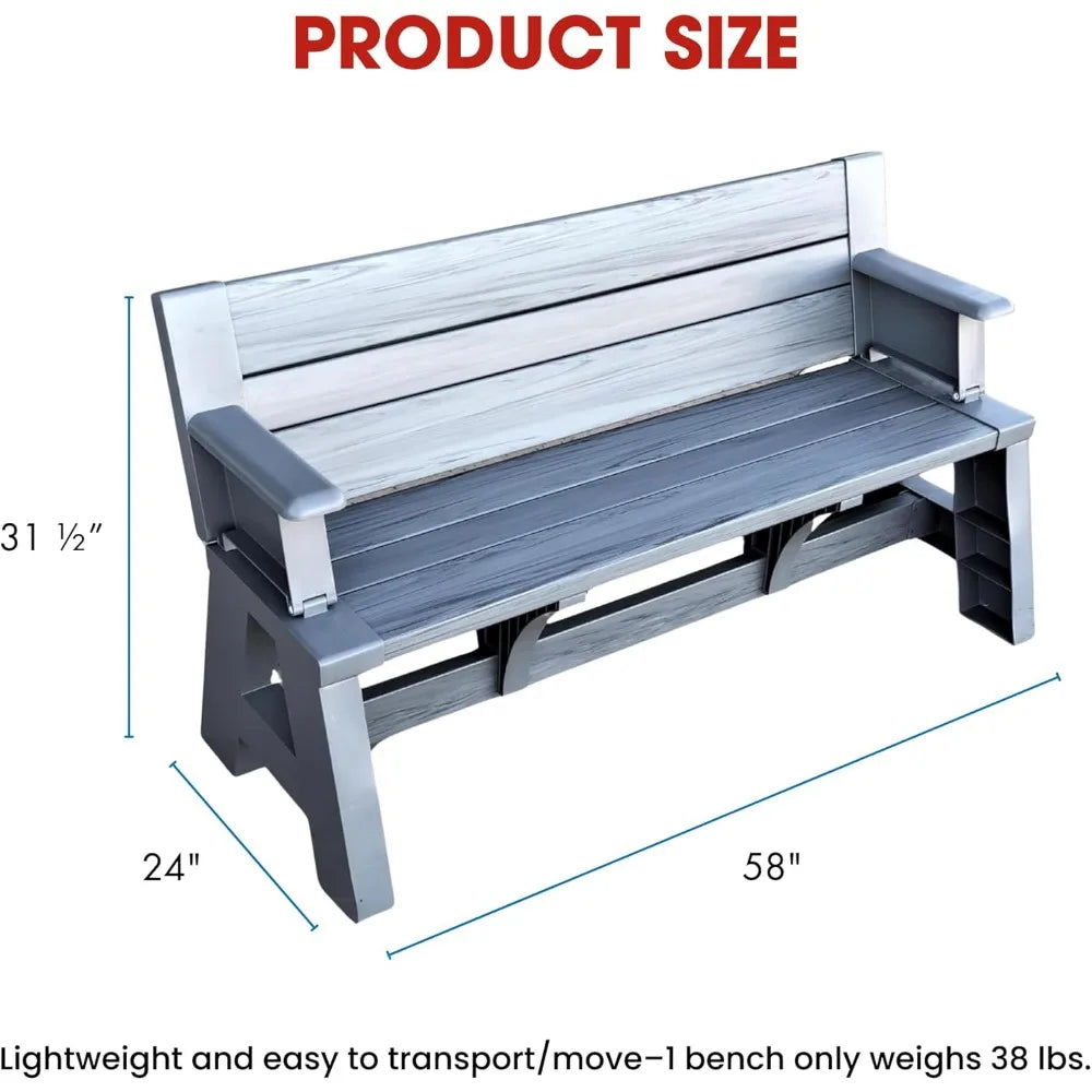 2-in-1 Outdoor Convertible Bench to Picnic Table