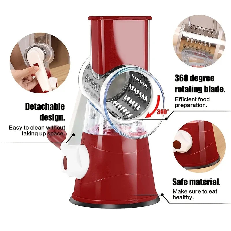 Manual Vegetable Cutter & Slicer Machine With 3 Sharp Drums