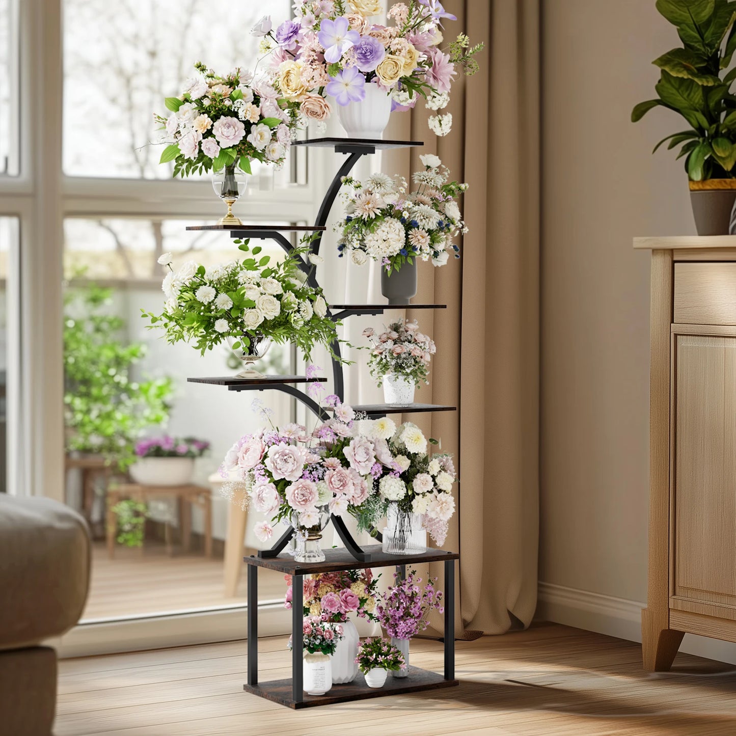 Multilayered Plant Stand Industrial Style, Tree-Shaped